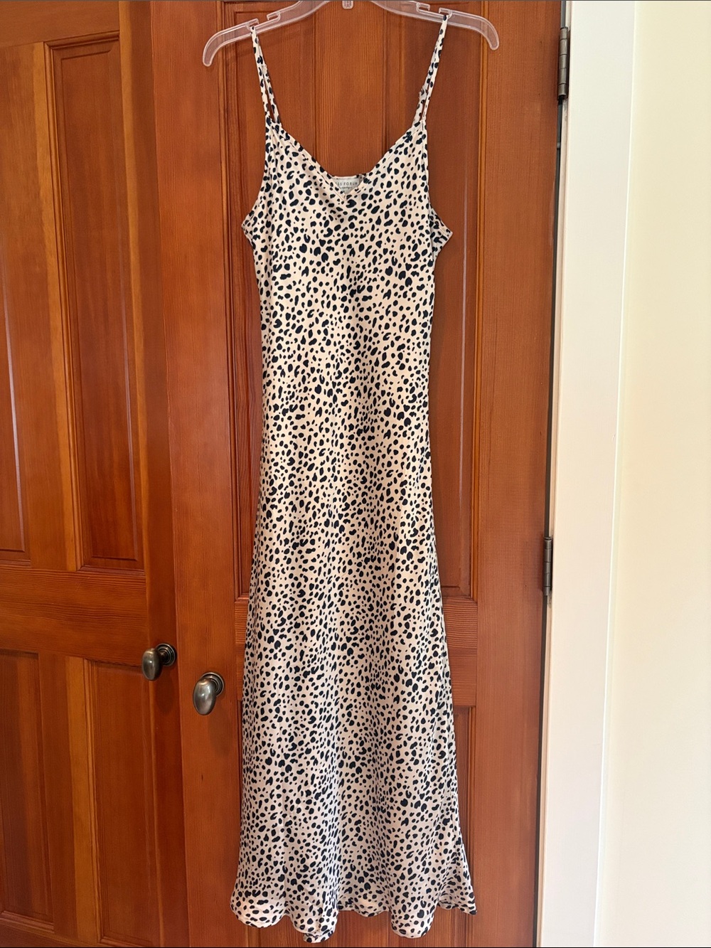Neutral Animal Print Slip Dress with Spaghetti Straps